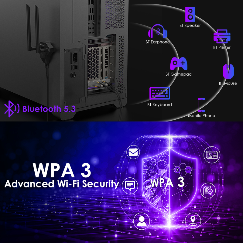 AX5400 Next-Gen WiFi 6E Tri-Band PCIe WiFi Adapter with Magnetic Antenna Base 3