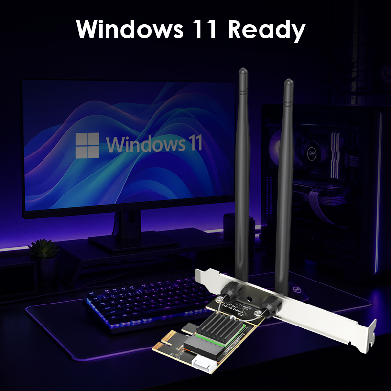 Tri-Band 6500Mbps WiFi 7 PCIe Adapter with Bluetooth 5.4, BE6500 Desktop Wireless Card Supporting MLO, Equipped with 2x5dBi Antennas & Heatsink, MU-MIMO/OFDMA/WPA3, Includes Low Profile Bracket (Windows 11) 4