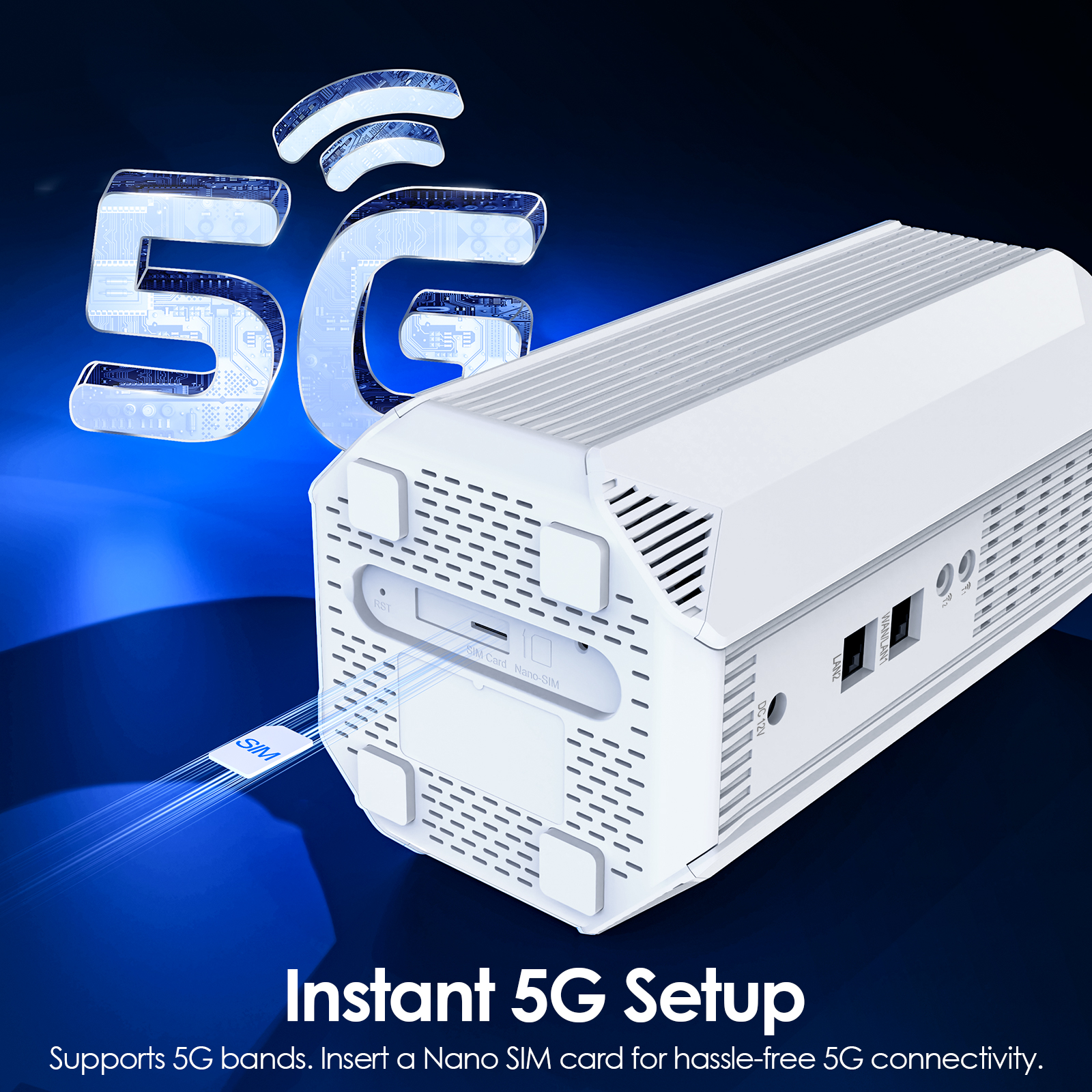 WAVLINK AX3000 5G NR CPE Router, Dual-Band Wi-Fi 6 Mesh Router with Nano SIM Card Slot, SA/NSA Support, Gigabit WAN/LAN Ports, Beamforming Antennas, VPNs, Ideal for Home & Office Use 3