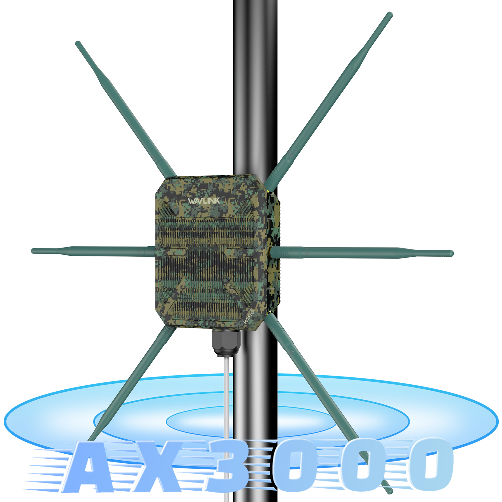 Greenwood 6 3000S: WAVLINK WiFi6 Outdoor Access Point, Dual Band 2.4G+5G AX3000 Long Range Outdoor WiFi Mesh Extender with PoE/6x7dBi High-gain Antennas/IP67 Weatherproof Enclosure/Signal Booster Amplifier