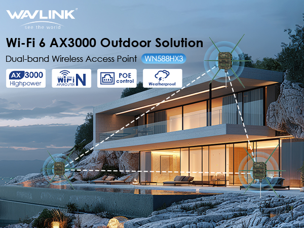 WAVLINK WiFi6 Outdoor Access Point, Dual Band 2.4G+5G AX3000