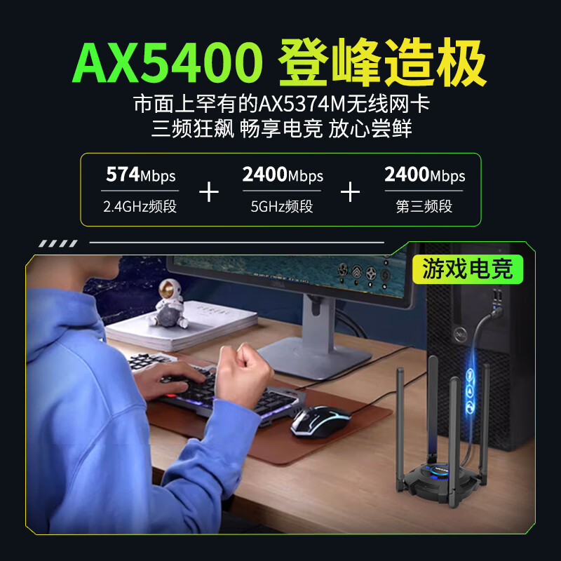 Vitesse Ultra：WiFi6 AX5400三频USB3.0电竞无线网卡 3