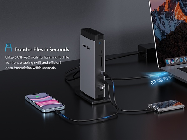 WAVLINK Universal DisplayLink Docking Station, 4K+Dual 2K USB C
