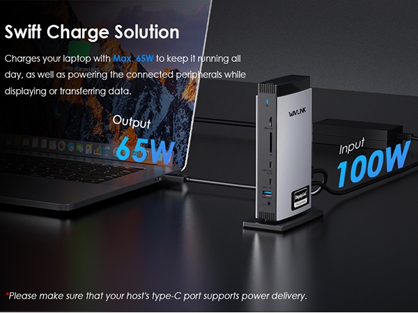 WAVLINK Universal DisplayLink Docking Station, 4K+Dual 2K USB C