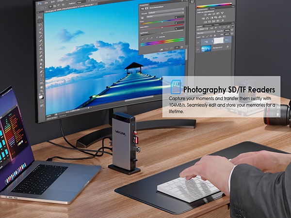 Wavlink Displaylink Nhôm Đa Năng Laptop Docking Station Với Video Kép