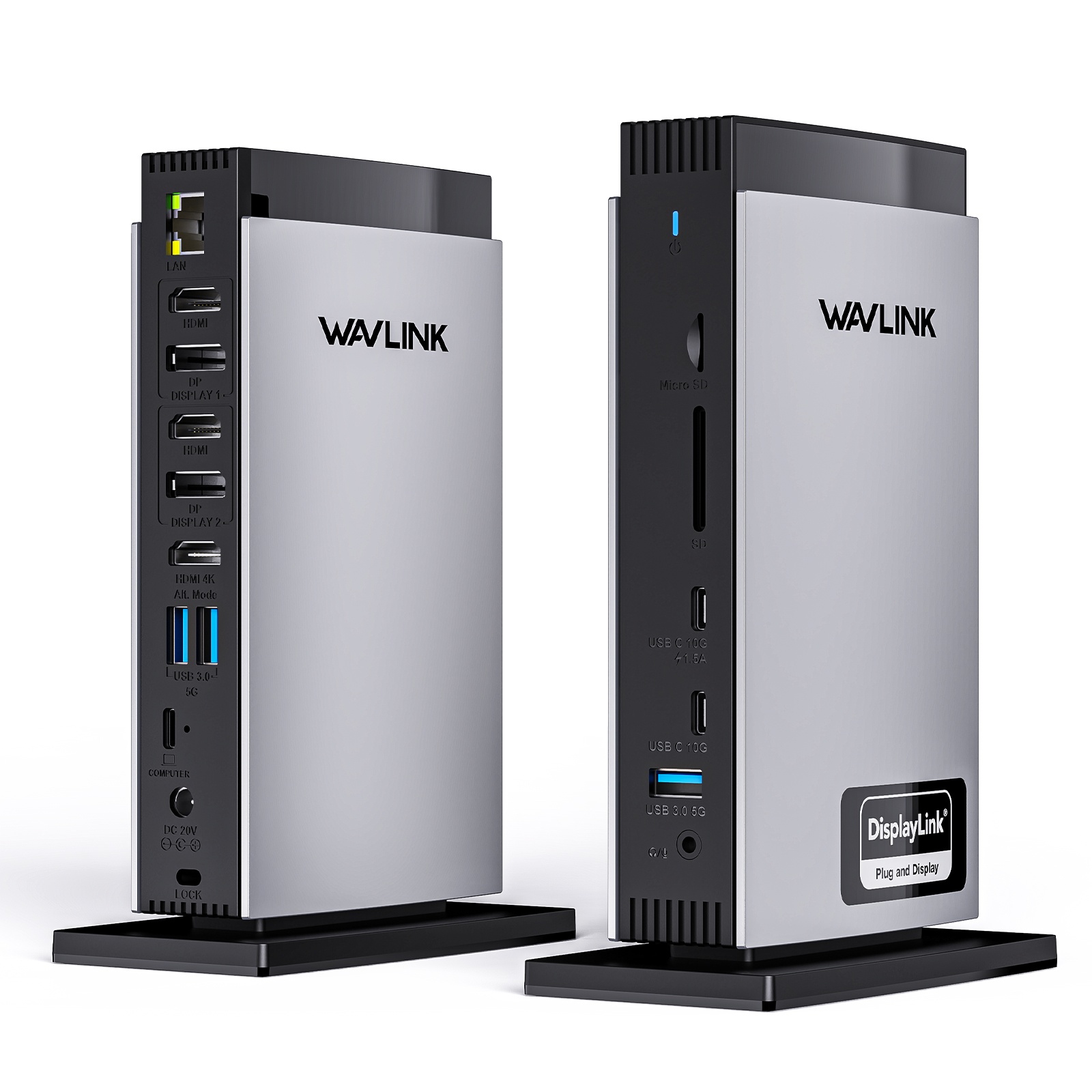 WAVLINK - Station D'accueil USB-C Pro 5 écrans DisplayLink DL7400 - 2x DP 8K, 2x HDMI, 2.5G Ethernet, PD 100W - Pour Mac & Windows