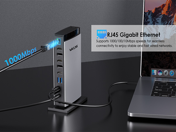 WAVLINK Universal DisplayLink Docking Station, Triple 4K USB