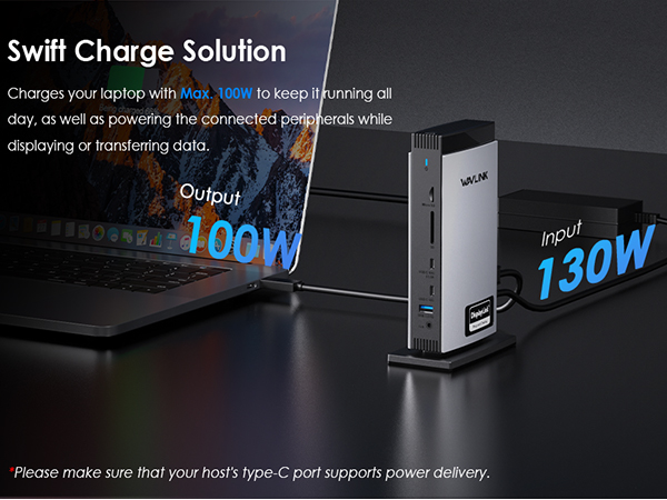 WAVLINK ドッキングステーション UG69PD13PRO WAVLINK Universal DisplayLink Docking Station, Triple 4K USB C USB