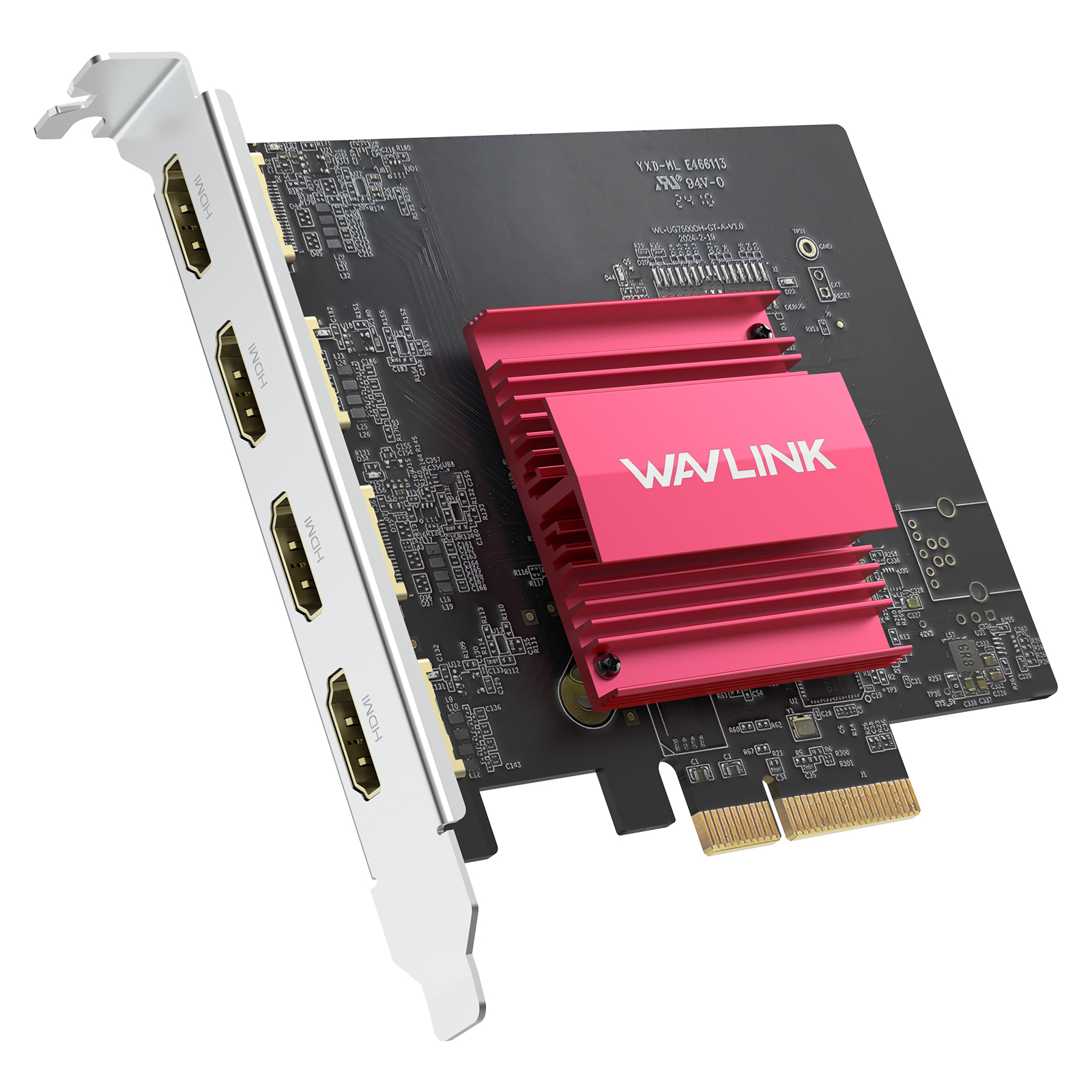 WAVLINK PCIe 3.0 to Quad 4K@60Hz HDMI Graphics Card - Global Debut with DisplayLink DL7400, 4 HDMI Ports, PC Video Card with Standard Profile, Supports Multiple Monitors for Windows 11/10 & Ubuntu 2