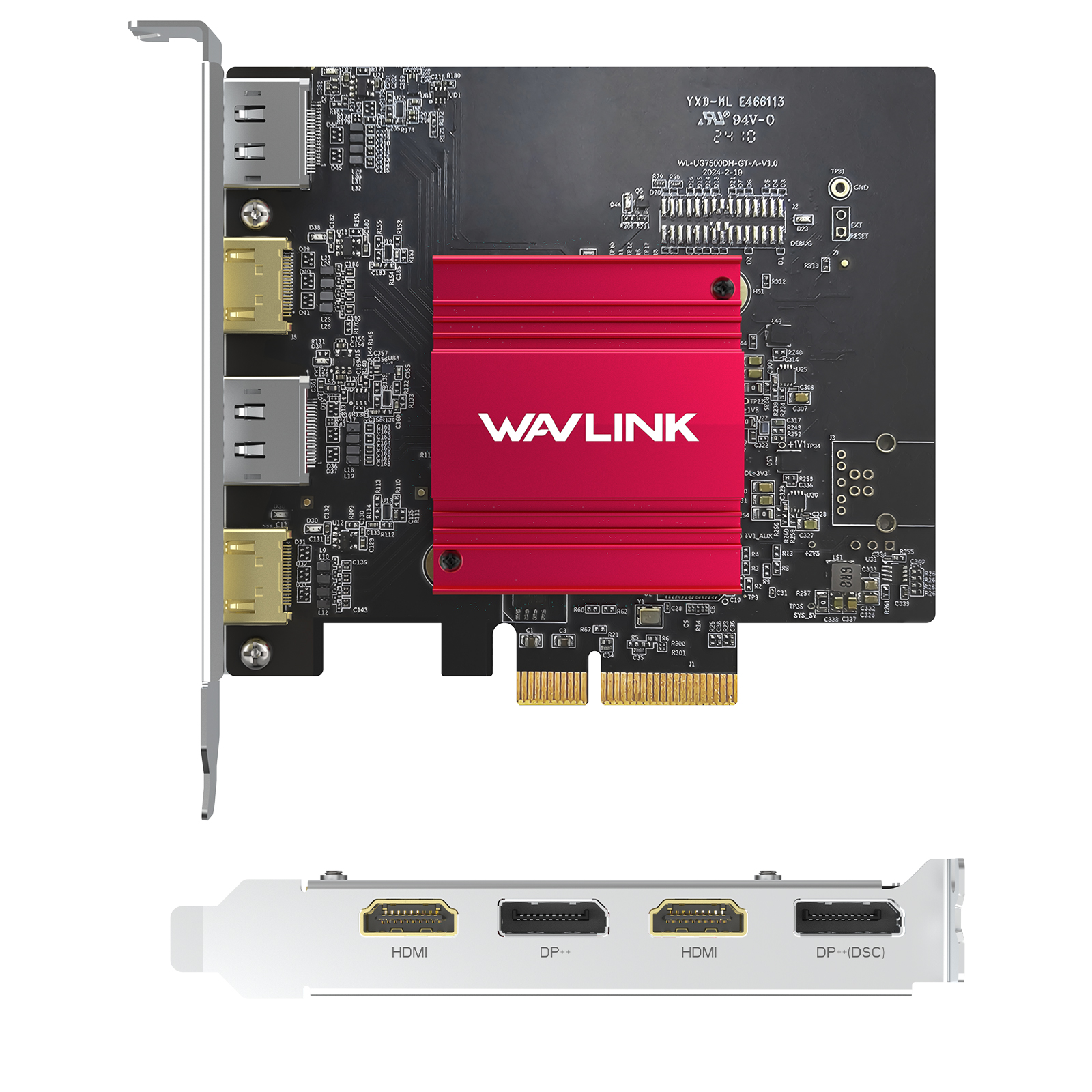 WAVLINK PCIe 3.0 to Quad 4K/Dual DP 8K Graphics Card - Global Debut with DisplayLink DL7400, 2HDMI+2DP Ports, PC Video Card with Standard Profile, Supports Multiple Monitors for Windows 11/10 & Ubuntu 4