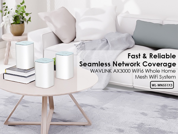 HALO Pulse X3 - WAVLINK AX3000 WiFi6 Mesh System, Dual-Band Whole