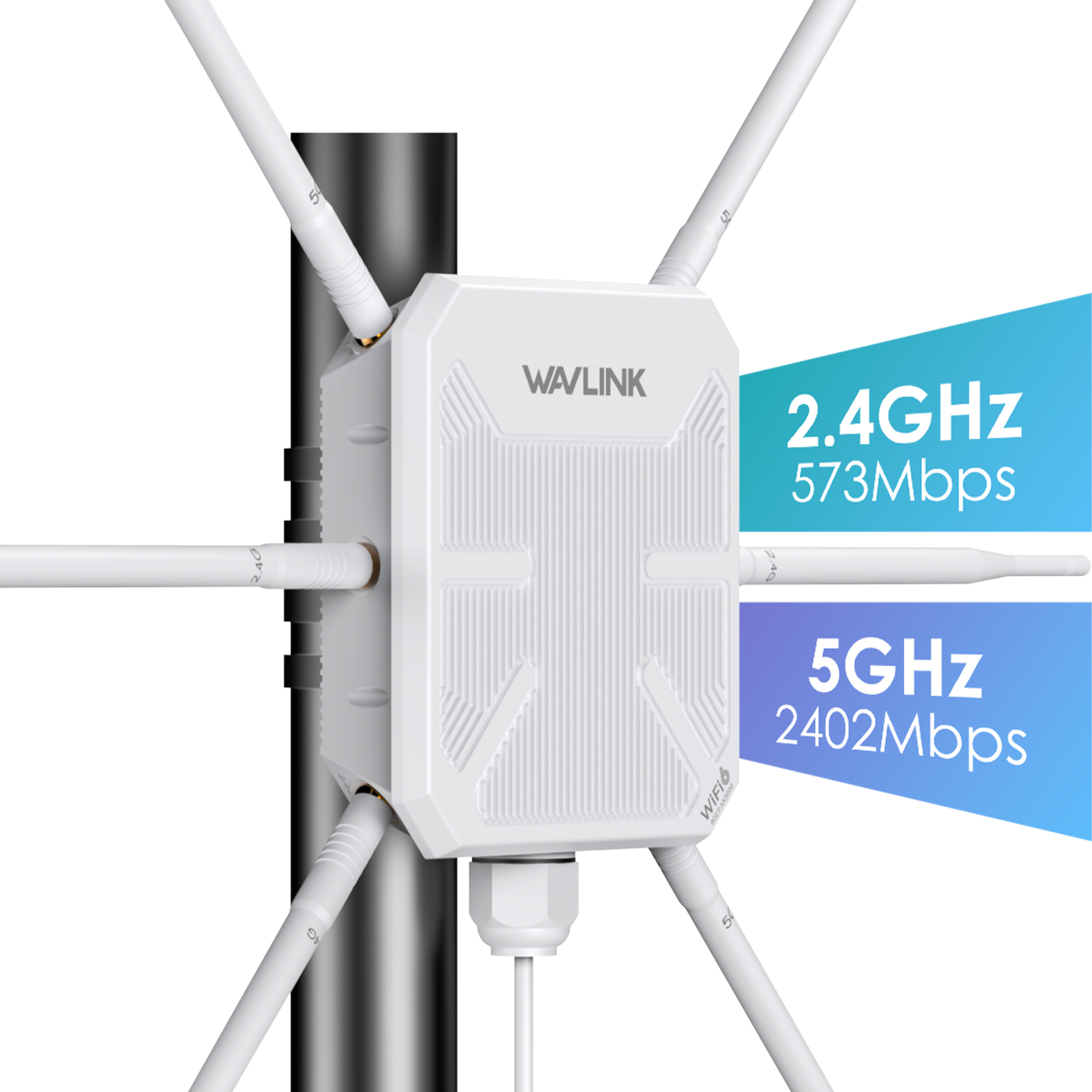 AERIAL HD9S: WAVLINK WiFi6 Outdoor Access Point, Dual Band 2.4G+5G AX3000 Long Range Outdoor WiFi Mesh Extender with PoE 3