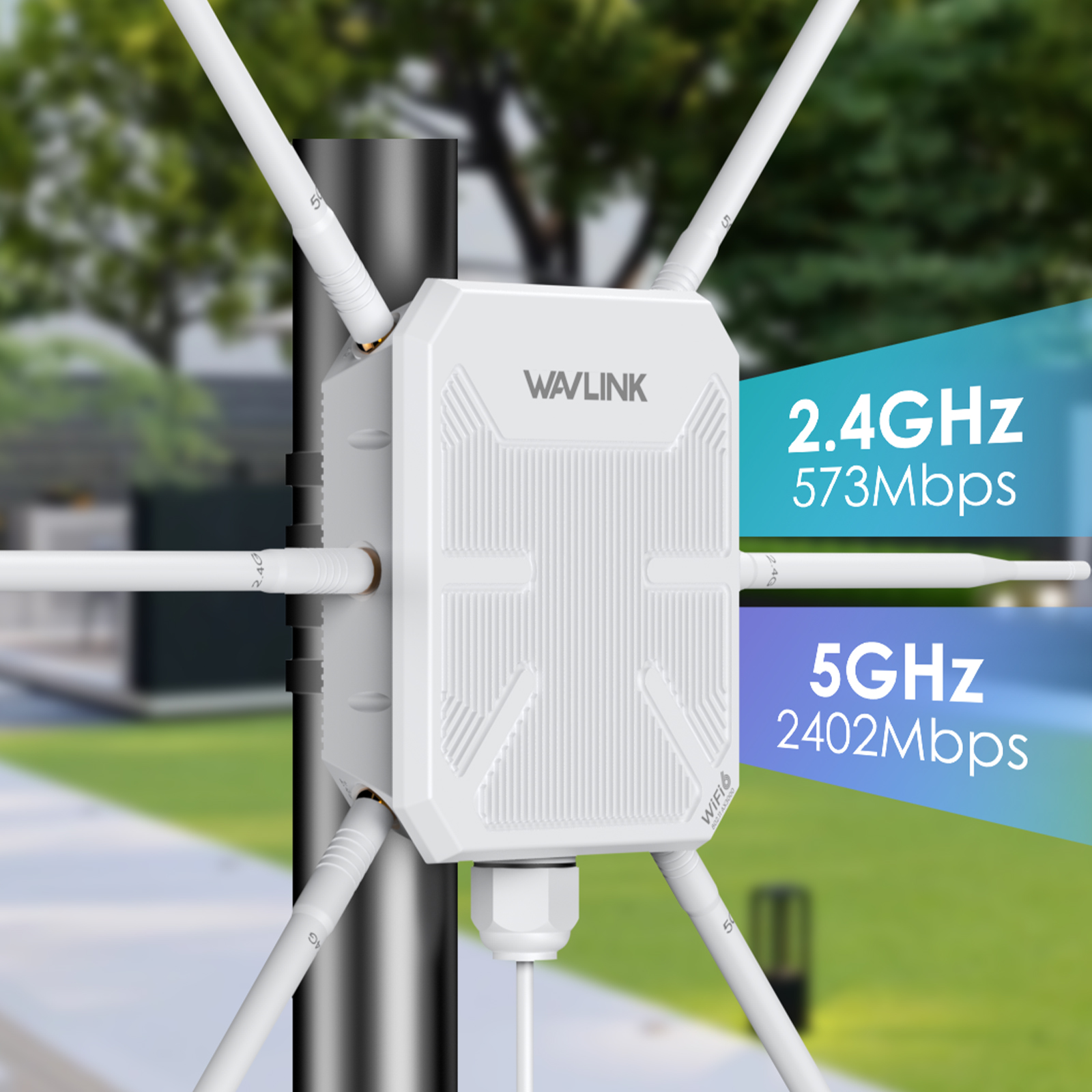 AERIAL HD9S: WAVLINK WiFi6 Outdoor Access Point, Dual Band 2.4G+5G AX3000 Long Range Outdoor WiFi Mesh Extender with PoE 4