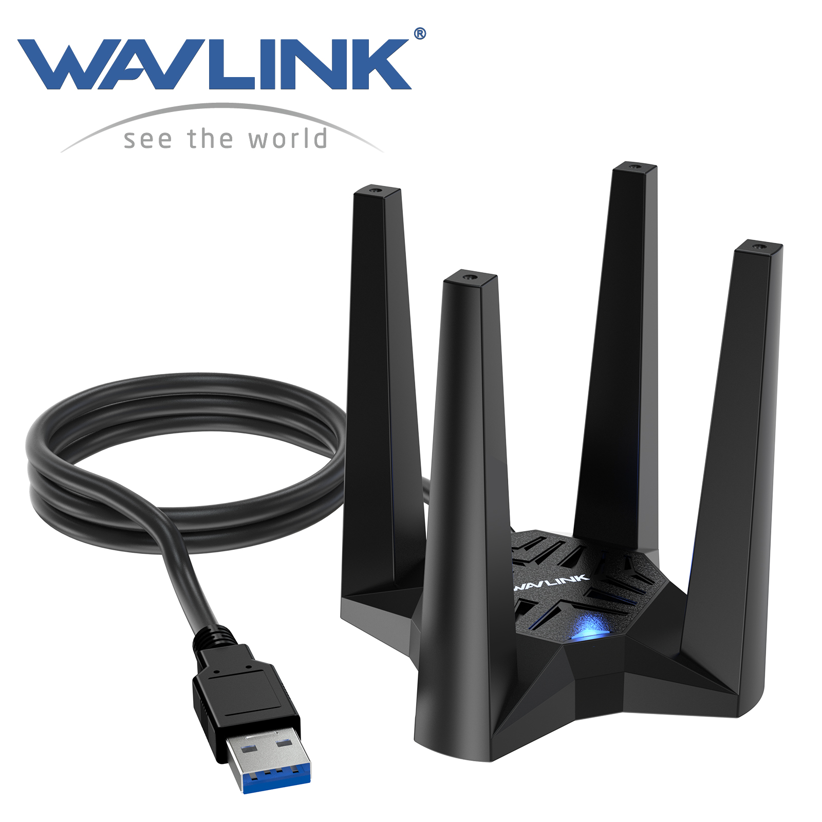 WAVLINK USB WiFi 6 Adapter, AX1800 USB 3.0 WiFi Dongle for PC, Dual Band 5Ghz(1201Mbps)+2.4Ghz(574Mbps), MU-MIMO, Beamforming, WPA3 Encryption, 4x3dBi Antennas, Built-in Driver, Support Windows 11/10 4