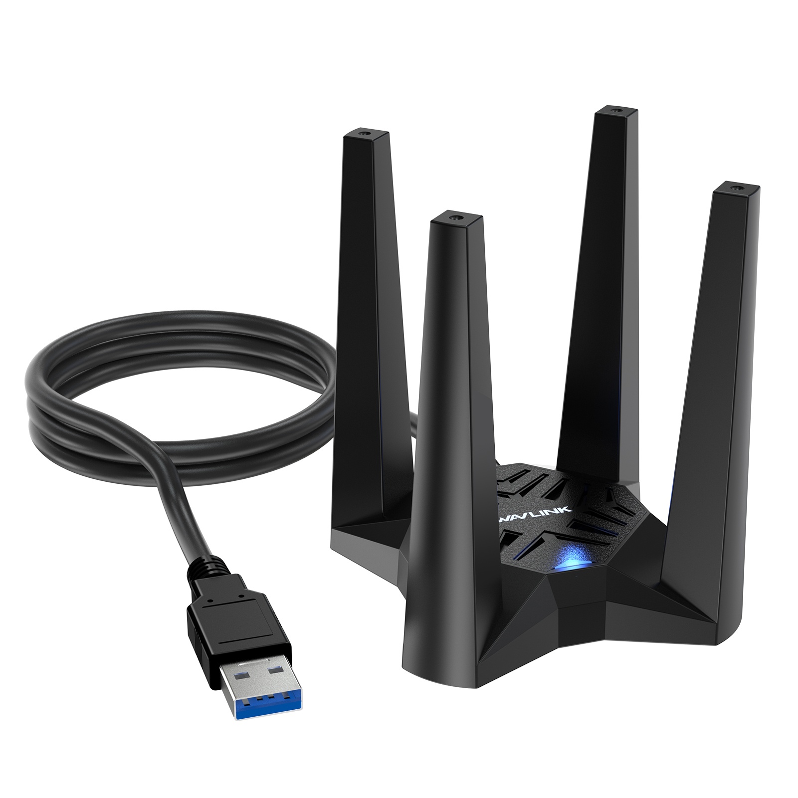 Adaptateur USB WiFi 7 WAVLINK BE6500 – Tri-band 2.4/5/6 GHz, MLO, Antennes 5 DBi – Pour PC Windows 11/10